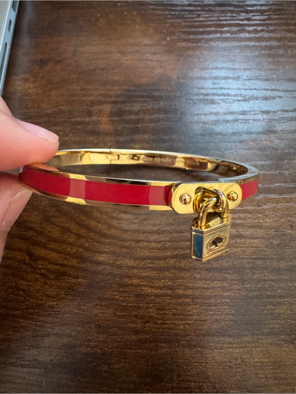 Kate Spade Lock & Spade Charm Bracelet in Red and Gold - Picture 4 of 6